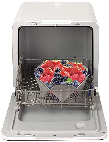 Farberware FCDMSDWH Complete Portable Countertop Dishwasher, 2 Place Settings, 5 Wash Programs, Digital Controls, White
