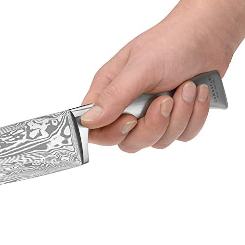 WMF 3-Piece Knife Set Utility Knife Meat Knife Chef's Knife Damasteel Damascus Performance Cut Forged Sharpening Steel Cromargan Stainless Steel 120 Layers of Handles in a Wooden Box Made in Germany - Sales4U