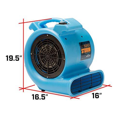 Soleaire Max Storm 1/2 HP Durable Lightweight Air Mover Carpet Dryer Blower Floor Fan for Pro Janitorial Cleaner, Blue, 1 Pack - Sales4U