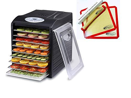Samson "Silent" 9 Stainless Steel Tray Dehydrator with Digital Timer and Temperature Control for Fruit, Vegetables, Beef Jerky, Herbs, Dog Treats, Fruit Leathers and More PLUS 9 Samson Silicone Sheets - Sales4U