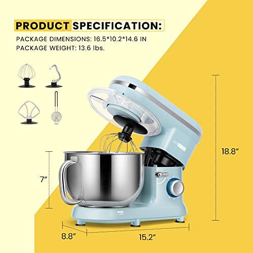 VIVOHOME Stand Mixer, 660W 10 Speed 6 Quart Tilt-Head Kitchen Electric Food Mixer with Beater, Dough Hook, Wire Whip and Egg Separator, Blue - Sales4U