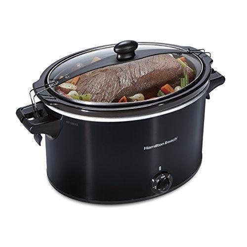 Hamilton Beach Slow Cooker, Extra Large 10 Quart, Black (33195) & Portable 7-Quart Programmable Slow Cooker With Lid Latch Strap for Easy Transport, Dishwasher-Safe Crock, Black (33474) - Sales4U