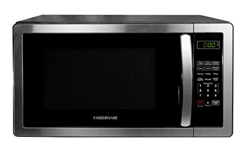 Farberware Countertop Microwave 1.1 Cu. Ft. 1000-Watt Compact Microwave Oven with LED lighting, Child lock, and Easy Clean Interior, Stainless Steel Interior & Exterior