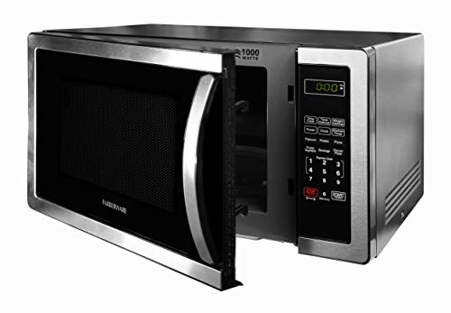 Farberware Countertop Microwave 1.1 Cu. Ft. 1000-Watt Compact Microwave Oven with LED lighting, Child lock, and Easy Clean Interior, Stainless Steel Interior & Exterior