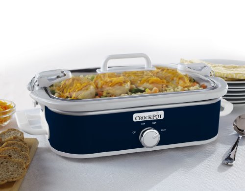 Crock-Pot SCCPCCM350-BL Manual Slow Cooker, Navy Blue & Crockpot 2.5-Quart Mini Casserole Crock Slow Cooker, White/Blue