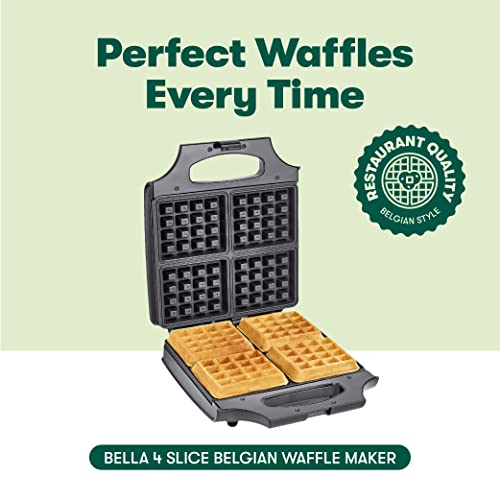 BELLA 4 Slice Non-Stick Belgian Waffle Maker, Stainless Steel/Black & XL Electric Ceramic Titanium Griddle, Make 10 Eggs At Once, 12" x 22", Copper/Black
