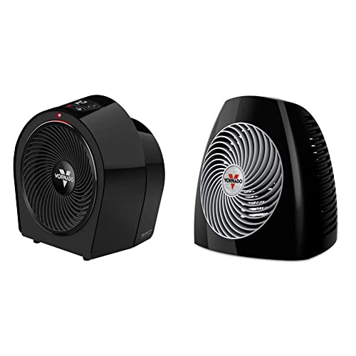 Vornado Velocity 3R Whole Room Space Heater with Timer, Adjustable Thermostat, Black & MVH Vortex Heater with 3 Heat Settings, Adjustable Thermostat, Tip-Over Protection, Black