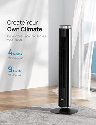 Dreo 42'' Pilot Pro Tower Fan with Remote, 25 DB Quiet DC Portable Bladeless Fan, 90° Oscillating,12H Timer, 9 Speeds,4 Modes, LED Display, Floor Fans for Bedroom Home Office - Sales4U