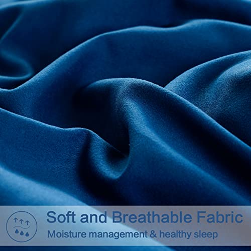 EASELAND All Season Oversized King Soft Quilted Down Alternative Comforter Reversible Duvet Insert with Corner Tabs,Winter Summer Warm Fluffy,Navy,98x116 inches