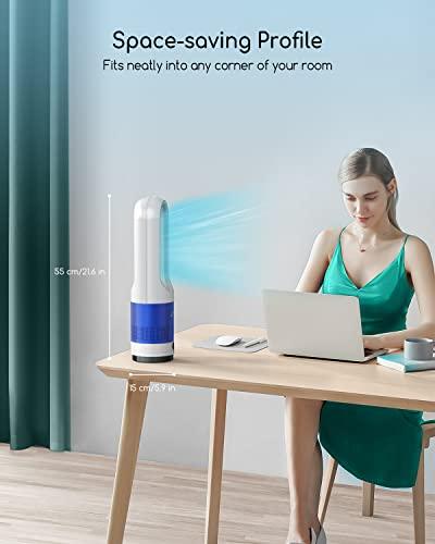 Tower Fan, 22" Bladeless Fan with Remote, LED Display with Auto Off, 8 Speeds, Quiet Cooling, 8H Timer, 80°Swing, Easy to Clean, Space-Saving, Portable Oscillating Fan for Bedroom, Kitchen, Office - Sales4U