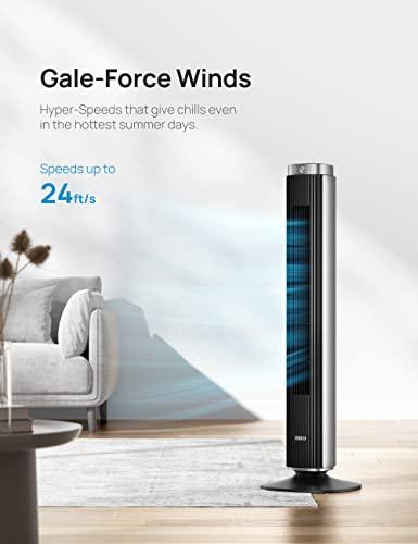 Dreo 42'' Pilot Pro Tower Fan with Remote, 25 DB Quiet DC Portable Bladeless Fan, 90° Oscillating,12H Timer, 9 Speeds,4 Modes, LED Display, Floor Fans for Bedroom Home Office - Sales4U