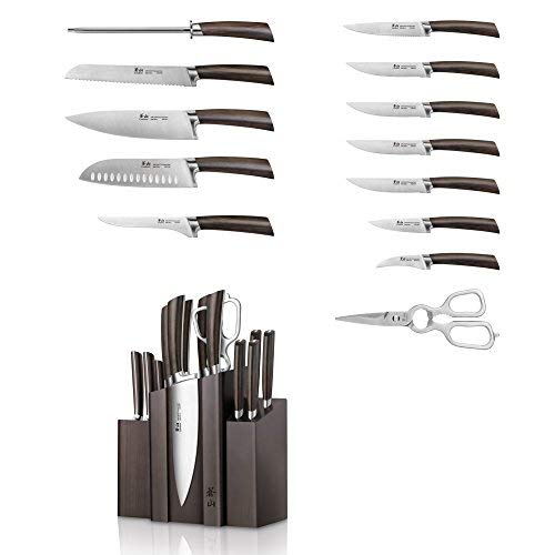 Cangshan A Series 1022285 German Steel Forged DENALI Magnetic Knife Block Set, Walnut