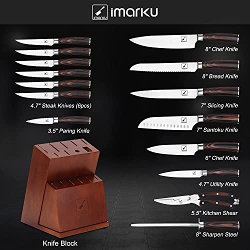 Knife Set, imarku 16-Piece Premium Kitchen Knife Set, Ultra Sharp Japanese Stainless Steel Knife Set with Block and Knife Sharpener, All-in-one Practical Knives Set for Kitchen, Home Essentials