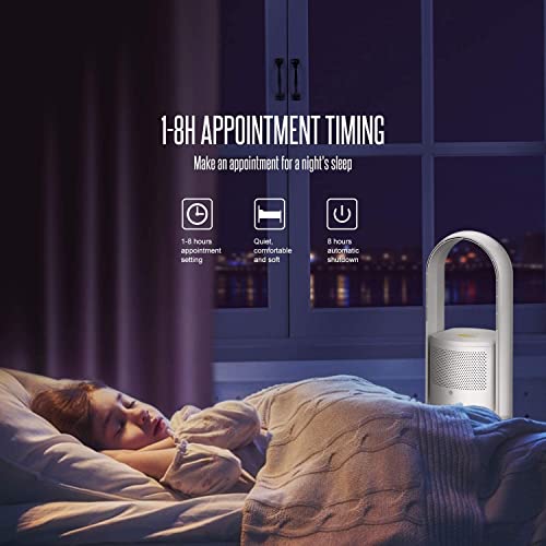 ULTTY Bladeless Tower Fan and Air Purifier in one, 90° Oscillating Bladeless Fan with Remote, Touch, 8H Timer, Floor Fans for Bedroom Whole Room Home Office, White