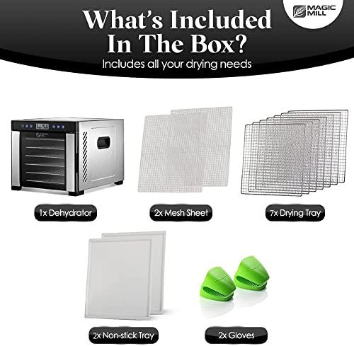 Magic Mill Food Dehydrator Machine | 7 Stainless Steel Trays | Dryer for Jerky, Dog Treats, Herb, Meat, Beef, Fruit | Keep Warm Function, Digital Timer and Temperature Control, Equipped Safety Over-Heat Protection, ETL Approved - (MFD-7070, 7 Stainless St - Sales4U