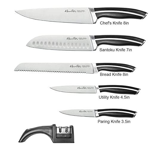 Harriet Knife Set - 7 Pieces Kitchen Knife Set with Cutting Board & Sharpener, High-Carbon Stainless Steel Knife Block Set, Chef Knife Set with Acacia Wood Knife Block - Sales4U
