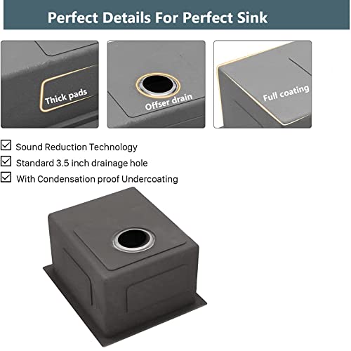 15 Bar Sink Undermount - Lordear 15x17 Inch Stainless Steel Undermount Sink Bar Prep Sink 16 Gauge R10 Tight Radius Deep Single Bowl Sinks