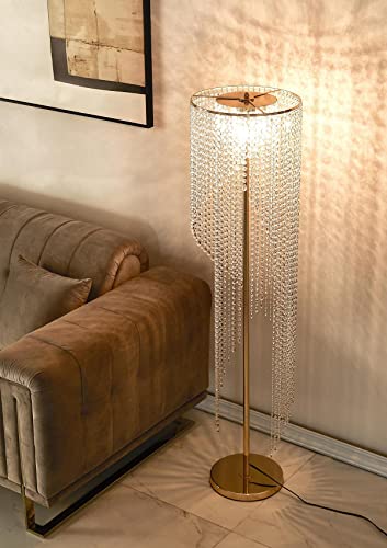 Surpars House Raindrop Crystal Floor Lamp French Golden