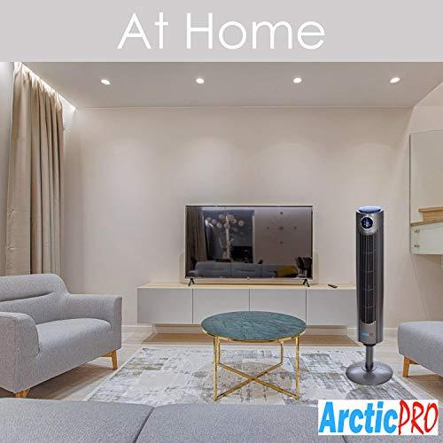 Arctic-Pro Digital Screen Oscillating Tower Fan with Remote Control, Dark Gray, 42-Inch - Sales4U