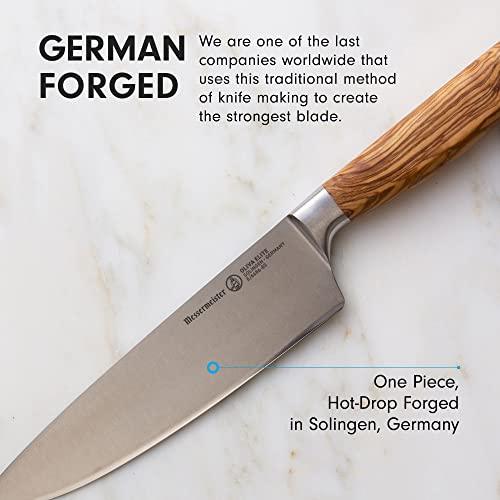 Messermeister Oliva Elite Stealth 8” Chef’s Knife - Fine German Steel Alloy Blade & Natural Mediterranean Olive Wood Handle - Rust Resistant & Easy to Maintain - Sales4U