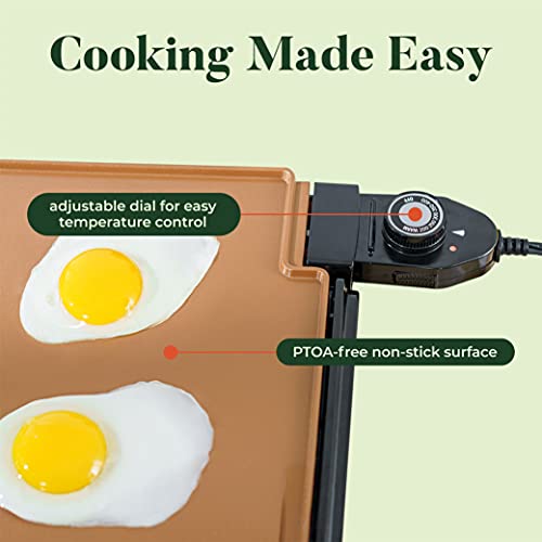 BELLA 4 Slice Non-Stick Belgian Waffle Maker, Stainless Steel/Black & XL Electric Ceramic Titanium Griddle, Make 10 Eggs At Once, 12" x 22", Copper/Black