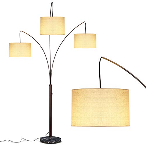 Brightech Trilage Arc Floor Lamp for Living Room, Multi Head Tree Floor Lamp for Bedroom, 3 Lights Standing Lamps Hanging Over The Couch - Oil Rubbed Bronze