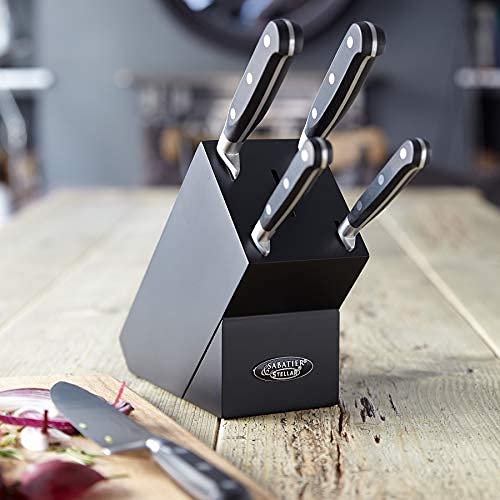 Stellar Sabatier IS60B 6-Piece Set of Knives with Black Knife Block, Razor Sharp Stainless Steel Blades - Fully Guaranteed