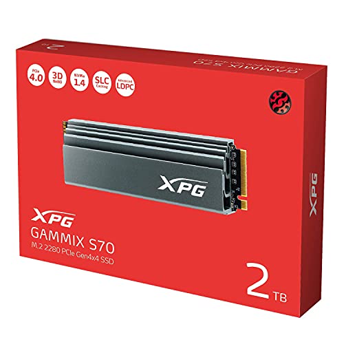 XPG GAMMIX S70 2TB M.2 2280 PCIe Gen4 x4 NVMe 1.4 7400/6800/s Internal SSD (AGAMMIXS70-2T-C)