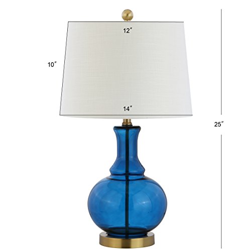 JONATHAN Y JYL1068C-SET2 Set of 2 Table Lamps Lavelle 25" Glass LED Table Lamp Contemporary Transitional Bedside Desk Nightstand Lamp for Bedroom Living Room Office College Bookcase, Cobalt Blue