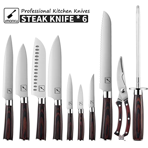 Japanese Knife Set, imarku 16-Piece Professional Kitchen Knife Set with Block, Knife Sets for Kitchen with Block, Japan Steel Chef Knife Set for Home with Knife Sharpener, Ideal Kitchen Gadgets