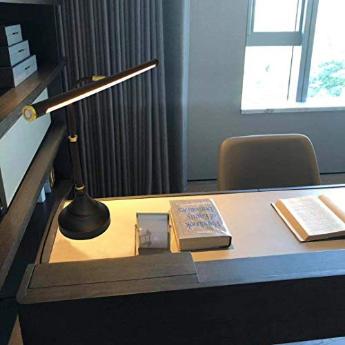 HomeFocus LED Piano Desk Table Lamp,Reading Desk Table Lamp,Study Lamp,Touch Dimmable,Adjustable Height,Multi-Functional,Metal,Black +Bronze,LED 5W,3000K,Play Piano,Reading or Office Working.