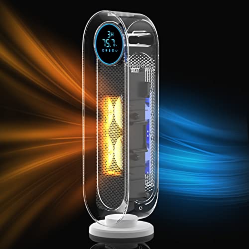 Daxiga Space Heater for Indoor Use, 1500W Electric Portable Heater with Thermostat, Ceramic PTC Room Heater with 3 Modes, 24H Timer, LED Display, Oscillating Heater with Remote for Bedroom, Office