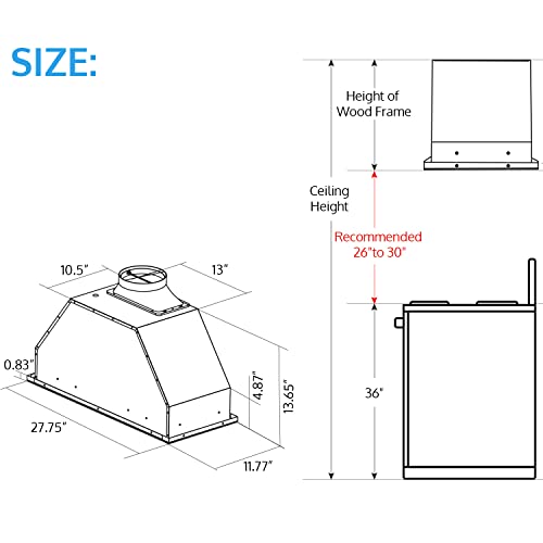 IKTCH New 30" Range Hood Insert, 900 CFM Ducted/Ductless Range Hood with 4 Speed Fan, Black Stainless Steel & Tempered Glass Range Hood 30 inch with Gesture Sensing&Touch Control Making life Smarter