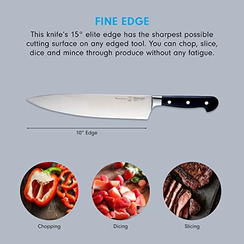 Messermeister Meridian Elite 10” Stealth Chef’s Knife - Fine German Steel Alloy Blade - Rust Resistant & Easy to Maintain - Sales4U