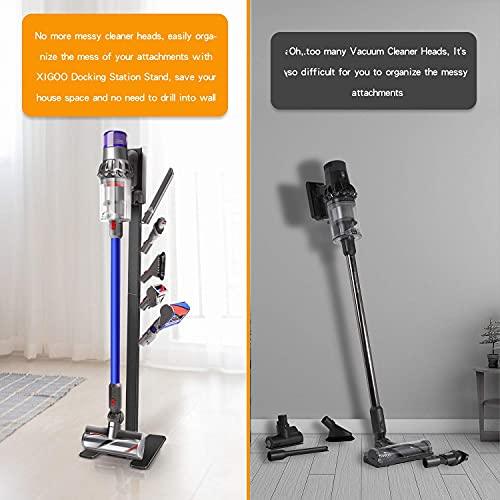 XIGOO Storage-Stand-Docking-Station-Holder Compatible with Dyson V15 Detect V11 V10 V8 V7 V6 Cordless Vacuum Cleaners & Accessories, Stable Metal Bracket Organizer Rack, Brushed Black - Sales4U