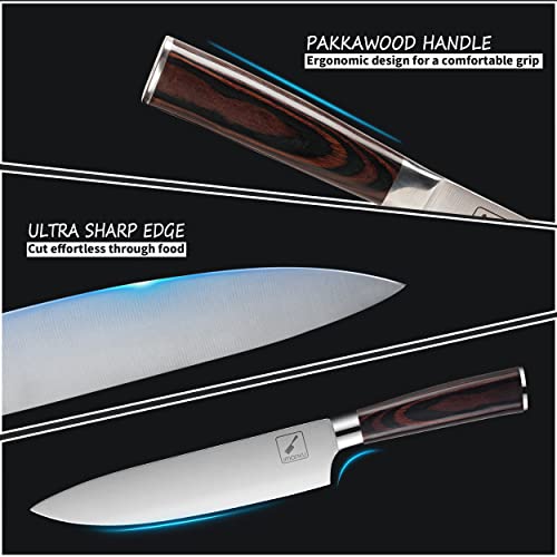 Japanese Knife Set, imarku 16-Piece Professional Kitchen Knife Set with Block, Knife Sets for Kitchen with Block, Japan Steel Chef Knife Set for Home with Knife Sharpener, Ideal Kitchen Gadgets