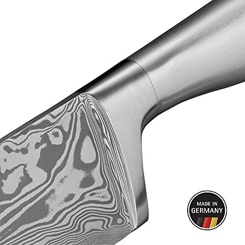 WMF 3-Piece Knife Set Utility Knife Meat Knife Chef's Knife Damasteel Damascus Performance Cut Forged Sharpening Steel Cromargan Stainless Steel 120 Layers of Handles in a Wooden Box Made in Germany - Sales4U