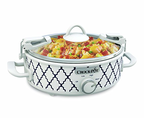 Crock-Pot SCCPCCM350-BL Manual Slow Cooker, Navy Blue & Crockpot 2.5-Quart Mini Casserole Crock Slow Cooker, White/Blue