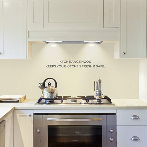 IKTCH 30 inch Built-in/Insert Range Hood 900 CFM, Ducted/Ductless Convertible Duct, Stainless Steel Kitchen Vent Hood with 2 Pcs Adjustable Lights and 2 Pcs Baffle Filters with Handlebar(IKB02-30'')