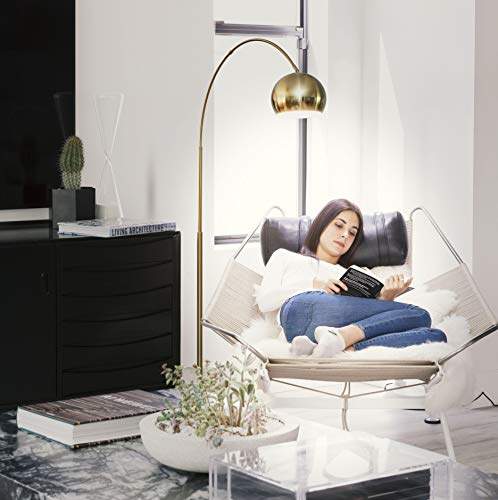Brightech Olivia Floor Lamp, Arc Lamp for Living Rooms, Standing Lamp with LED Light Bulbs for Bedroom Reading, Great Living Room Décor, Tall Lamp for Offices – Brass/Gold