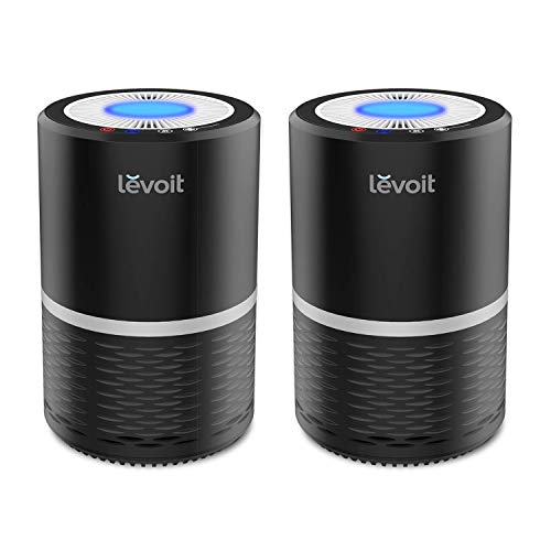 LEVOIT Air Purifier for Home Smokers Allergies and Pets Hair, True HEPA Filter, Quiet in Bedroom,Filtration System Eliminators, Odor Smoke Dust Mold, Night Light, 2-Yr Warranty, LV-H132, Black, 2PACK