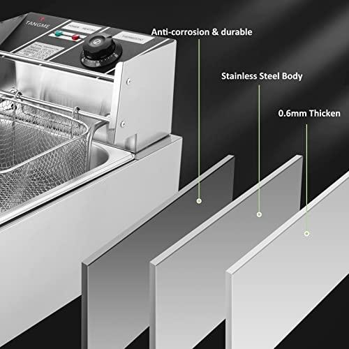Commercial Deep Fryer - 3400W Electric Deep Fryers with 2x6.35QT Baskets 0.6mm Thickened Stainless Steel Countertop Oil Fryer 20.7QT Large Capacity with Temperature Limiter - Sales4U
