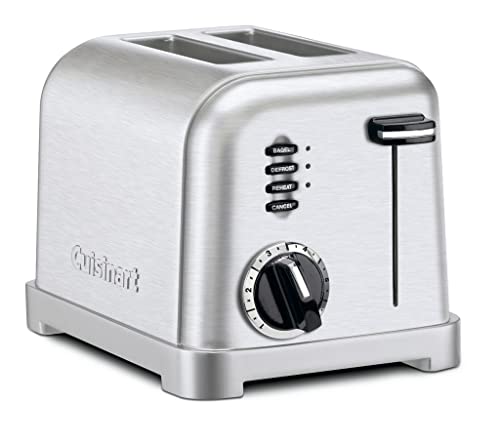 Cuisinart Mini Prep Plus Food Processor, 4 Cup, Brushed Stainless & CPT-160 Metal Classic 2-Slice Toaster, Brushed Stainless