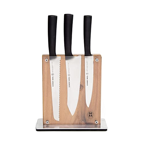 Schmidt Brothers - Carbon 6, 7-Piece Kitchen Knife Set, High-Carbon Stainless Steel Cutlery with Midtown Acacia and Acrylic Magnetic Knife Block
