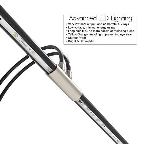 Cocoweb 22" Grand Piano Lamp, LED, Adjustable, Quality Lighting in Black with Satin Nickel Accents, with Plug-in Adapter - GPLED22SND - Sales4U