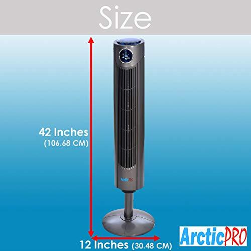 Arctic-Pro Digital Screen Oscillating Tower Fan with Remote Control, Dark Gray, 42-Inch - Sales4U