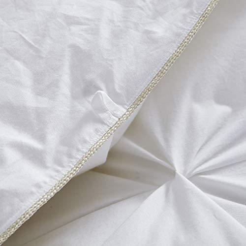 Luxurious All-Season Goose Down Feather Fiber Comforter King Size Duvet Insert, Exquisite Pinch Pleat Design, Premium Baffle Box, 100% Egyptian Cotton Cover, 65 oz. Fill Weight, White - Sales4U