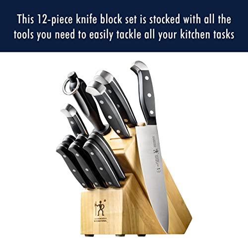 HENCKELS Premium Quality 12-Piece Statement Knife Set with Block, Razor-Sharp, German Engineered Knife Informed by over 100 Years of Masterful Knife Making, Lightweight and Strong, Dishwasher Safe - Sales4U