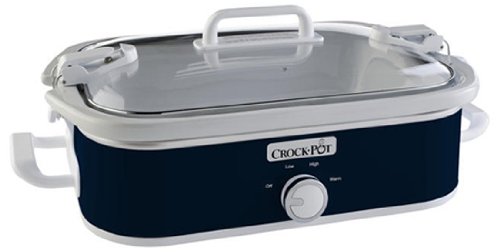 Crock-Pot SCCPCCM350-BL Manual Slow Cooker, Navy Blue & Crockpot 2.5-Quart Mini Casserole Crock Slow Cooker, White/Blue