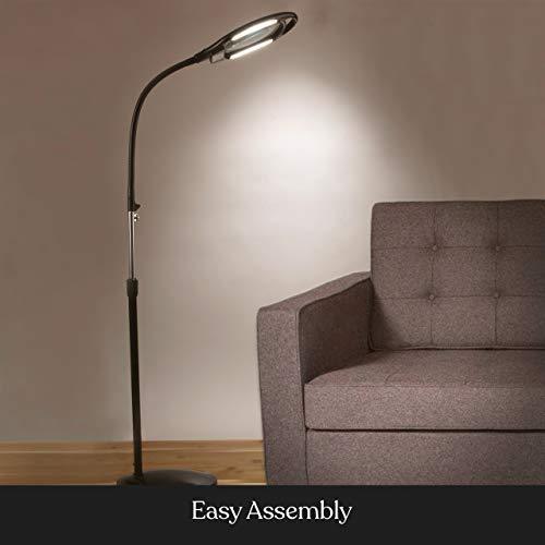 Brightech LightView Pro Magnifying Floor Lamp - Hands Free Magnifier with Bright LED Light for Reading - Work Light with Flexible Gooseneck - Standing Mag Lamp - Sales4U